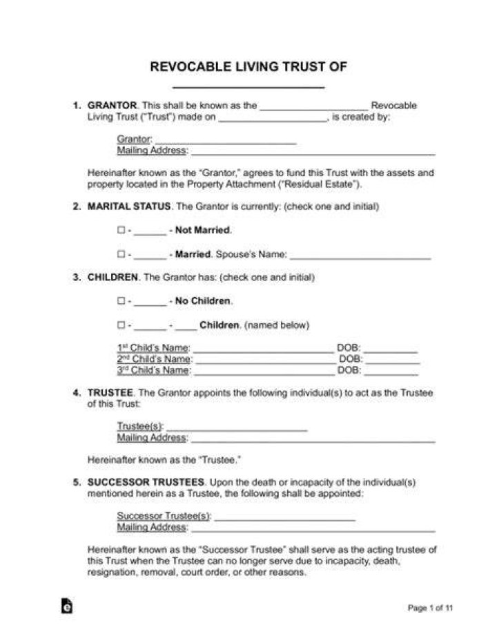Who is the trustee of a revocable living trust?